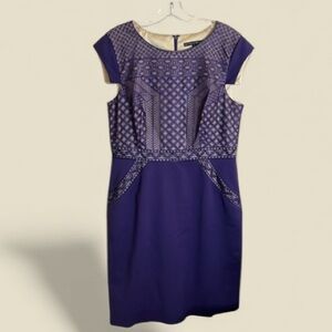 Antonio Melani Purple Shift Career Wear Evening Cocktail Dress Size 10